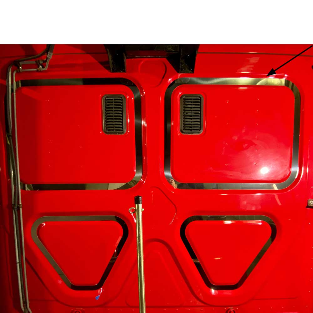 Freightliner Cascadia Stainless Steel Top Rear Square Indent Trim - Pair - Image 2