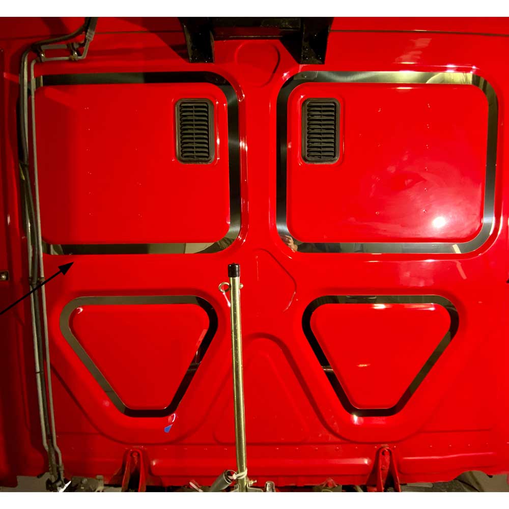 Freightliner Cascadia Stainless Steel Top Rear Square Indent Trim - Pair - Image 3