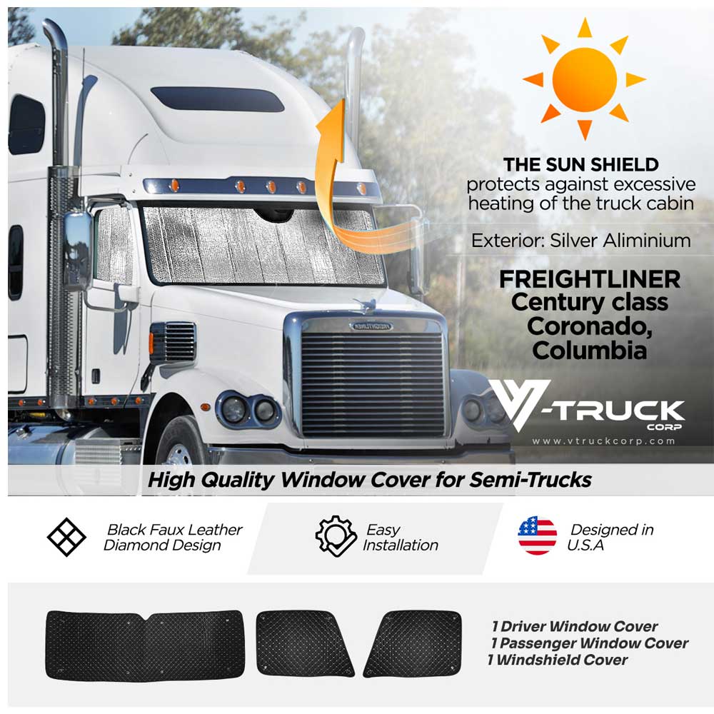 Freightliner Century, Columbia, Coronado Sun Shields - 3 Piece Kit - Image 2
