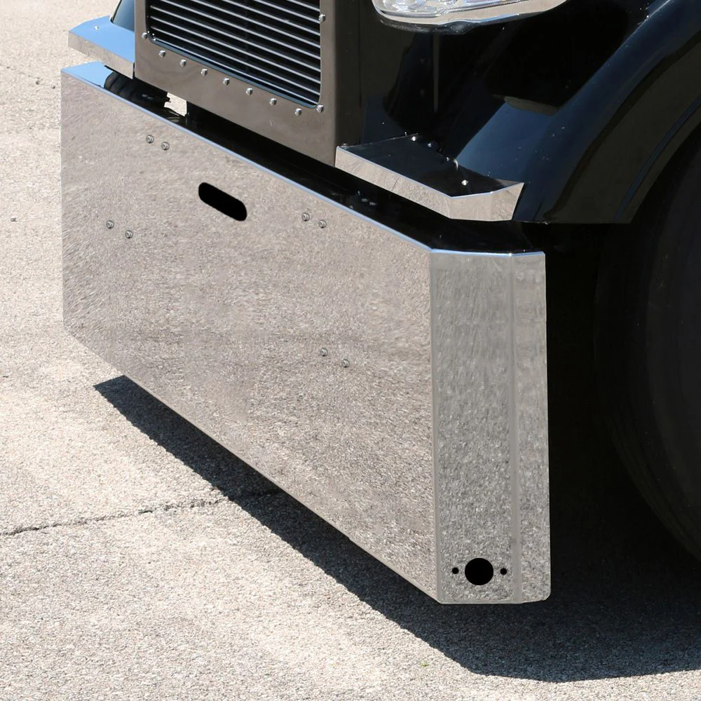 Freightliner Classic 2003 and Older 20" Stainless Steel Switchback Bumper with Tow Hitch and Watermelon Light Cutouts