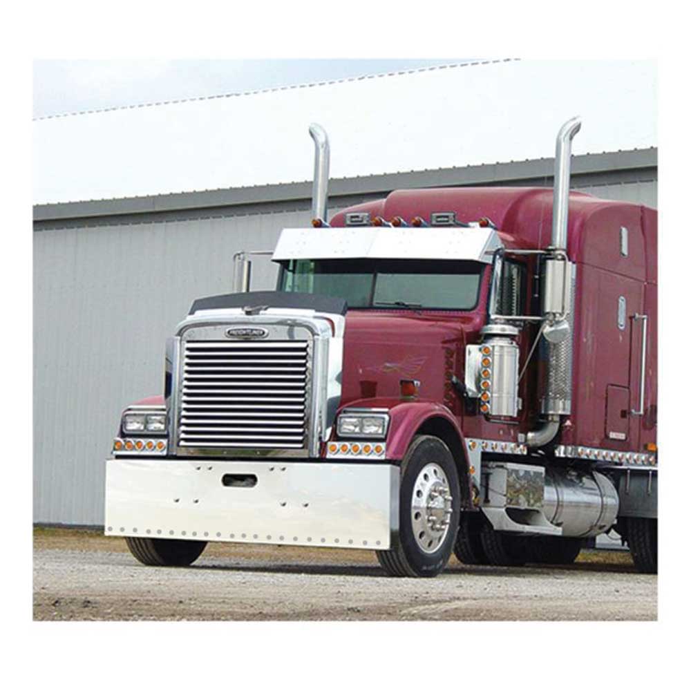 Freightliner Classic 2003 and older 22" Stainless Steel Boxed End Bumper with tow hitch and 22 Light Cutouts