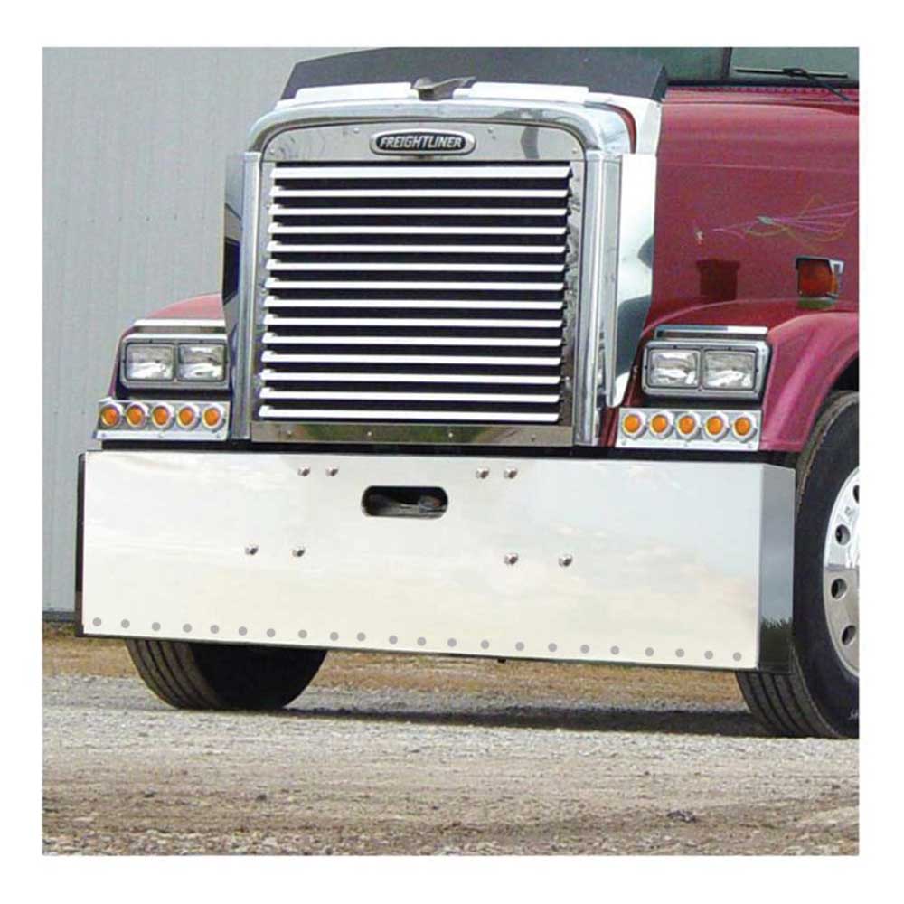 Freightliner Classic 2003 and older 22" Stainless Steel Mitered End Bumper with tow hitch and 22 Light Cutouts