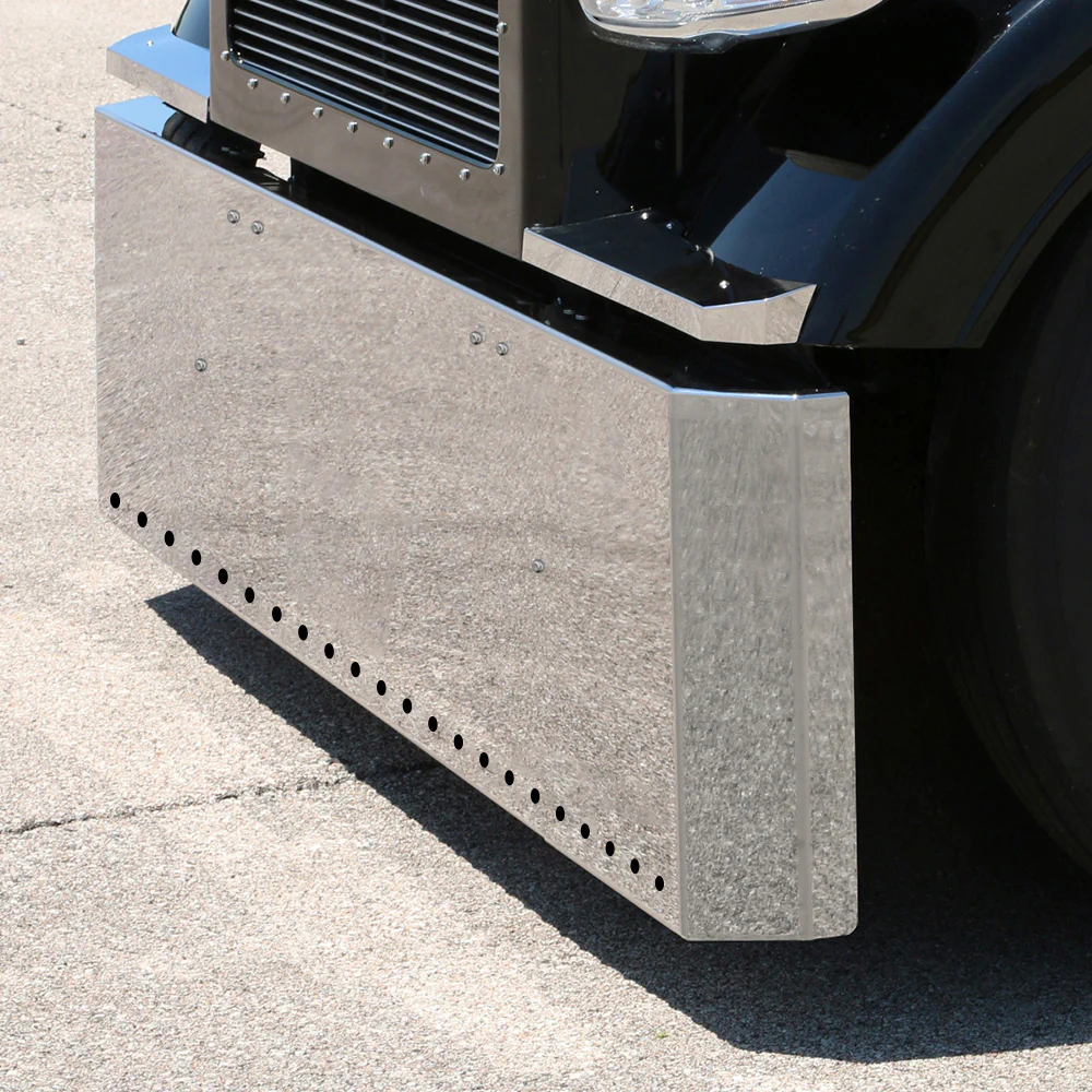 Freightliner Classic 2004-2007 16" Stainless Steel Switchback End Bumper with Twenty Two .75" Light Cutouts