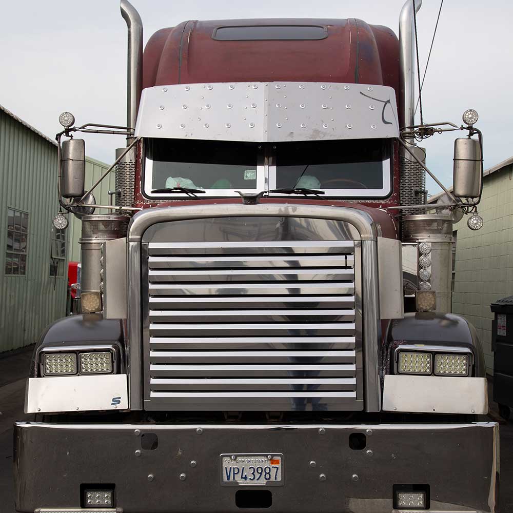 Freightliner Classic, XL, FLD120 Stainless Steel Hood Grill with 12 Munster Louvers