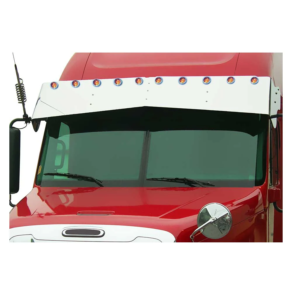 Freightliner Columbia, Century 197-2011 Stainless Steel 18" x 14" Bowtie Visor with Ten 2" Light Holes