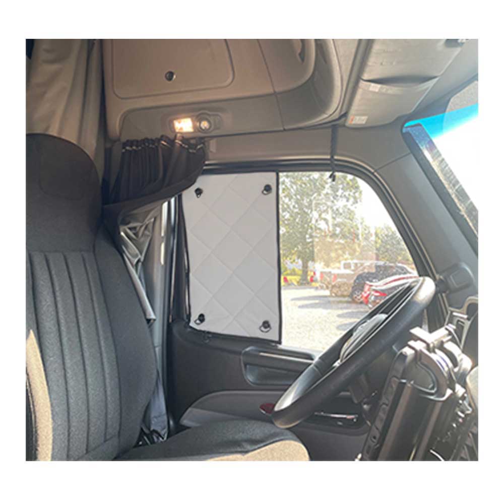 Freightliner FL112, FL150, FL60, FL70, FL80, FL90, FL100 with Vent Windows ZenEclipse SunBlocker - Grey Passenger Side - Image 2