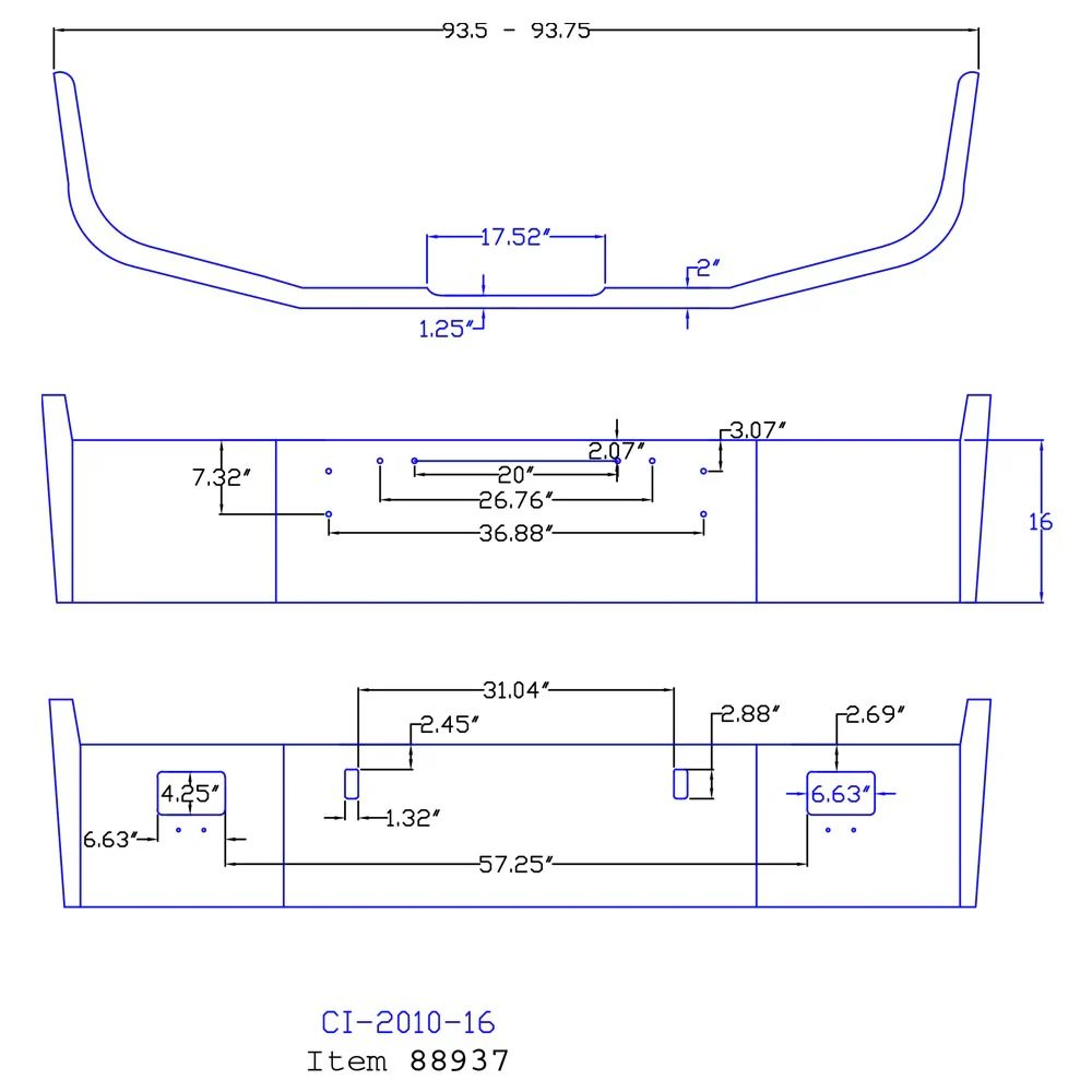 Freightliner FLD 112 16" Set Back Chrome Bumper - Image 3