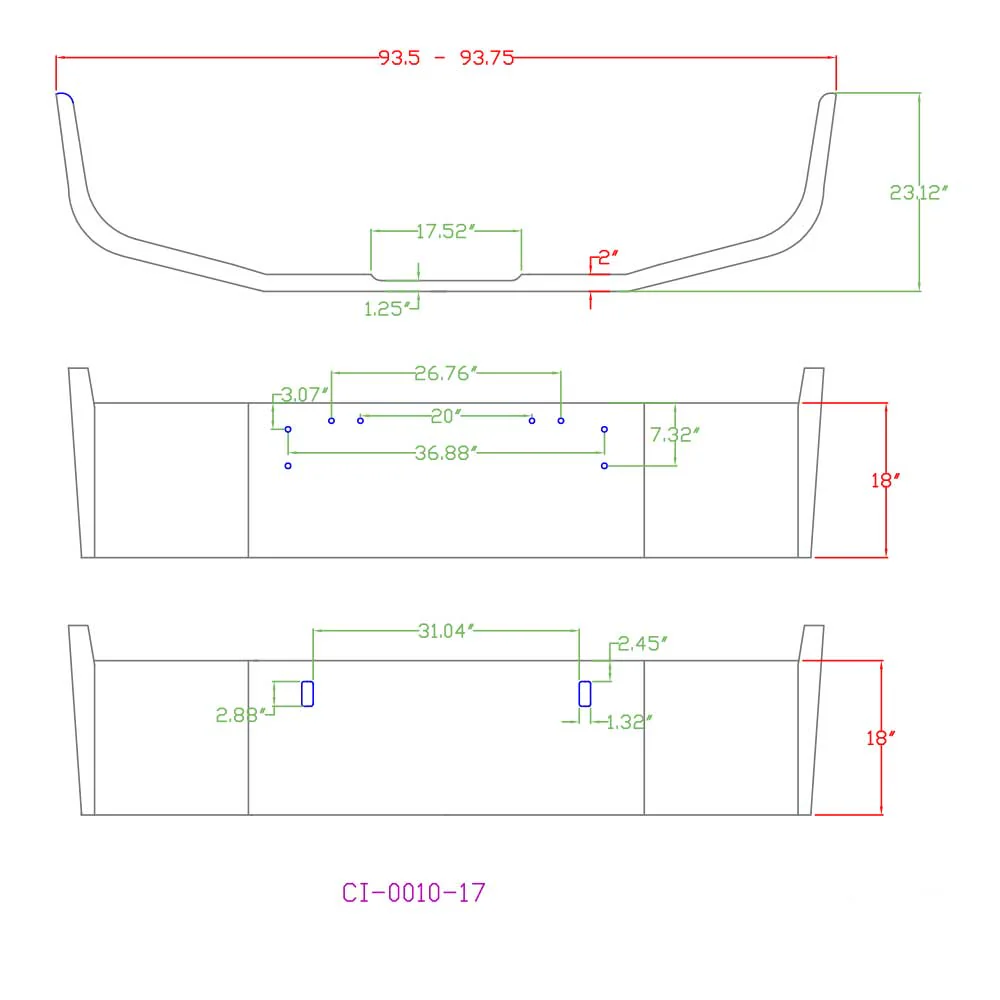 Freightliner FLD 112 & FLD120 18" Set Back Axle Chrome Bumper - Image 3