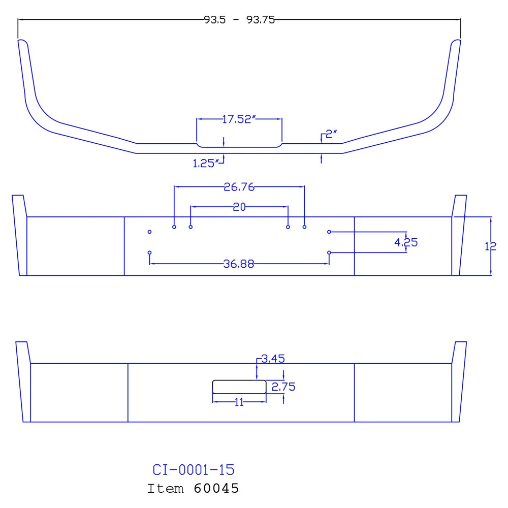 Freightliner FLD 120 12" Set Back Chrome Bumper - Image 3