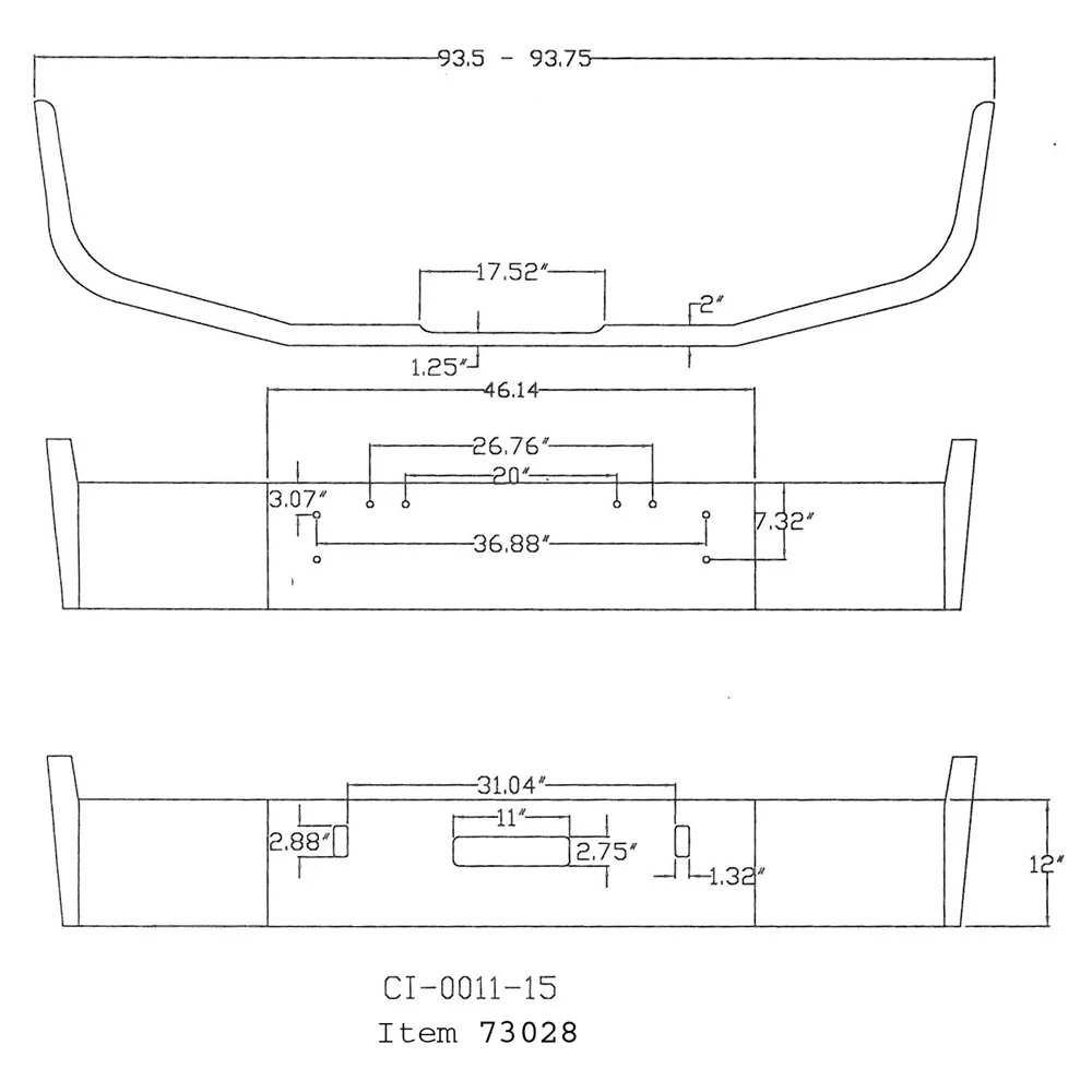 Freightliner FLD 120 12" Set Back Chrome Bumper - Image 4