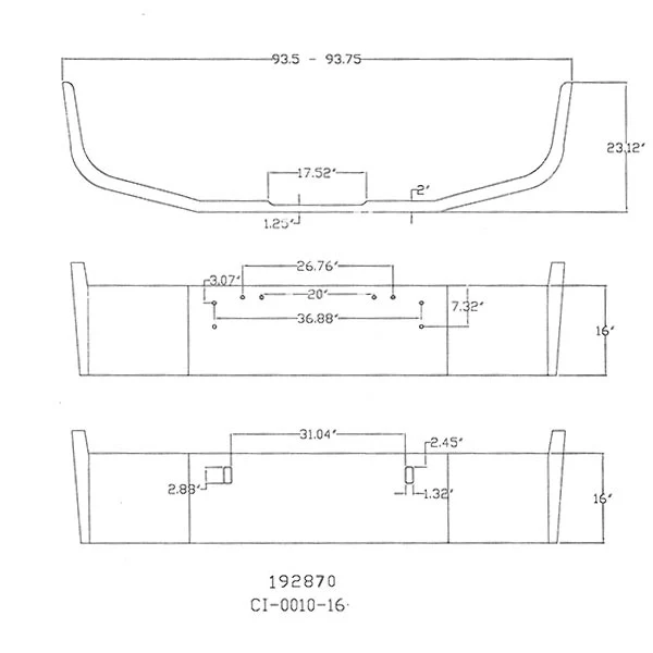 Freightliner FLD 120 16" Set Back Chrome Bumper - Image 3