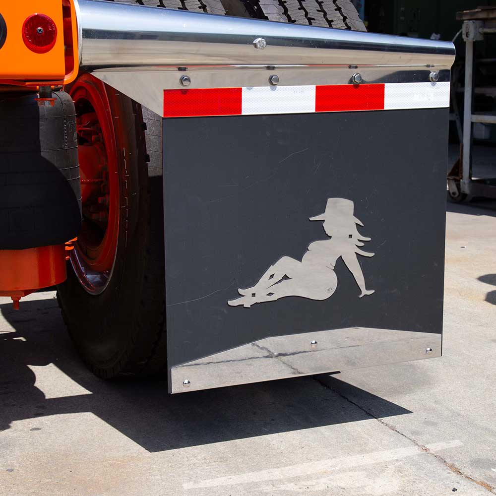 Full Figure Cowgirl Stainless Steel Mudflap Cut Out Screw On Mount (PR)