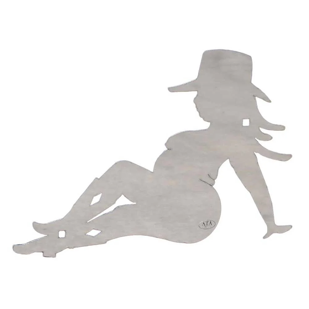 Full Figure Cowgirl Stainless Steel Mudflap Cut Out Screw On Mount (PR) - Image 2