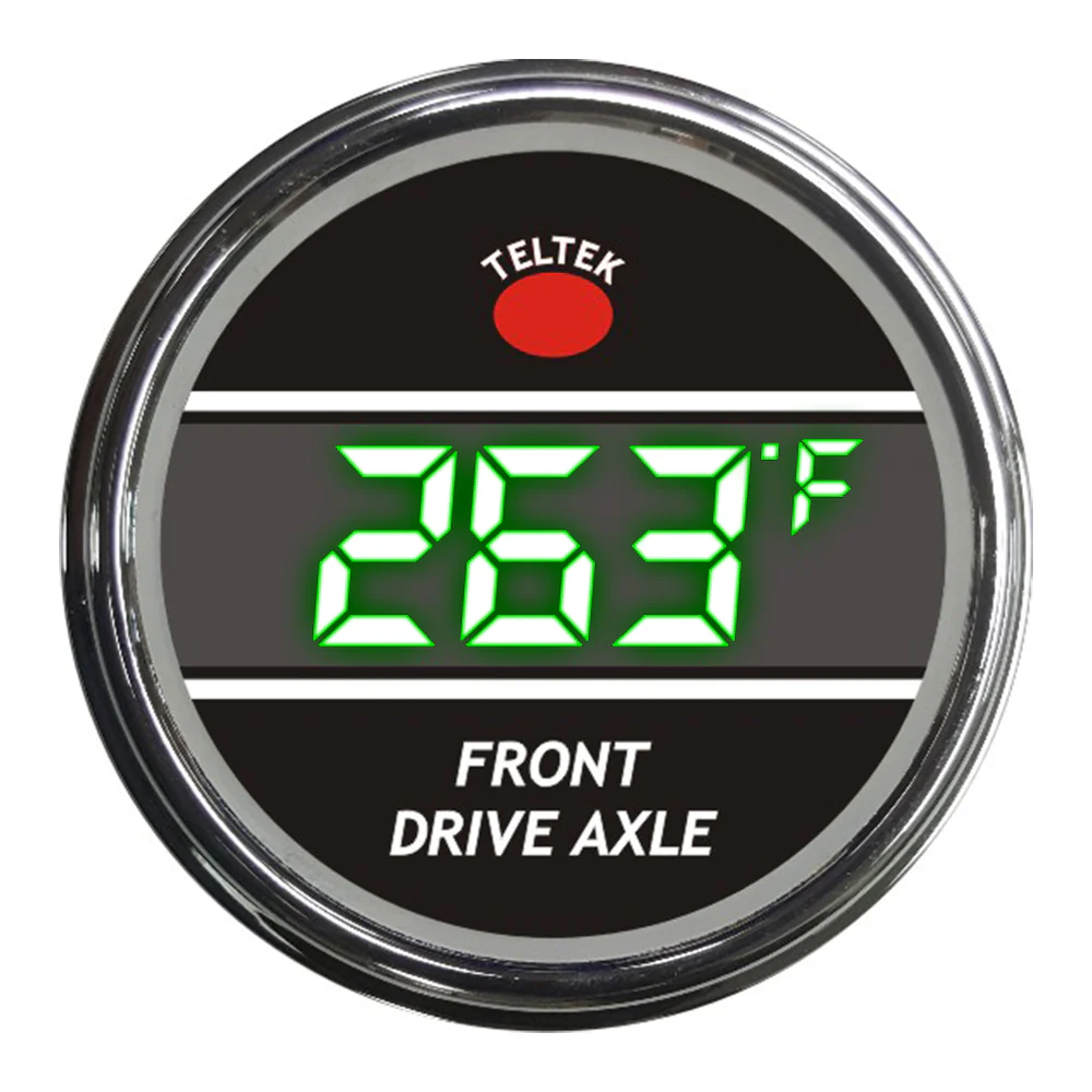 Green Front Drive Axle Temperature Teltek Smart Gauge for Kenworth 2006 and newer