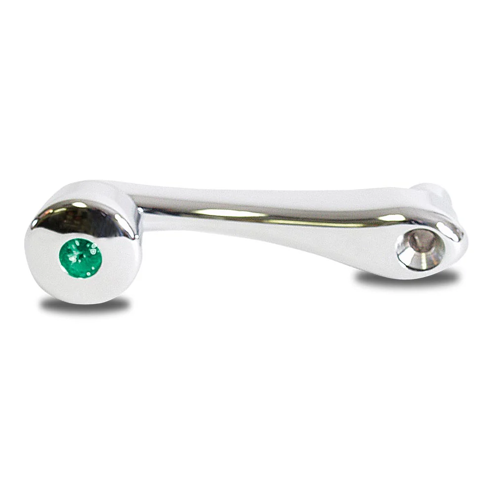 Green Jewel Chrome Window Crank for Slotted Shaft