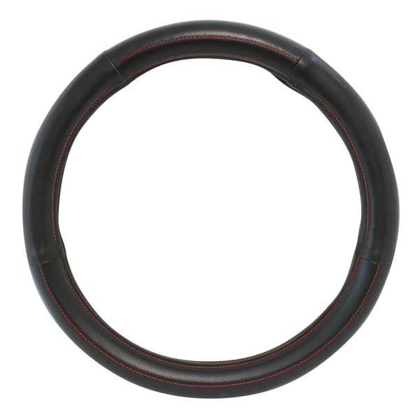 Heavy Duty Black & Red Steering Wheel Cover 18"