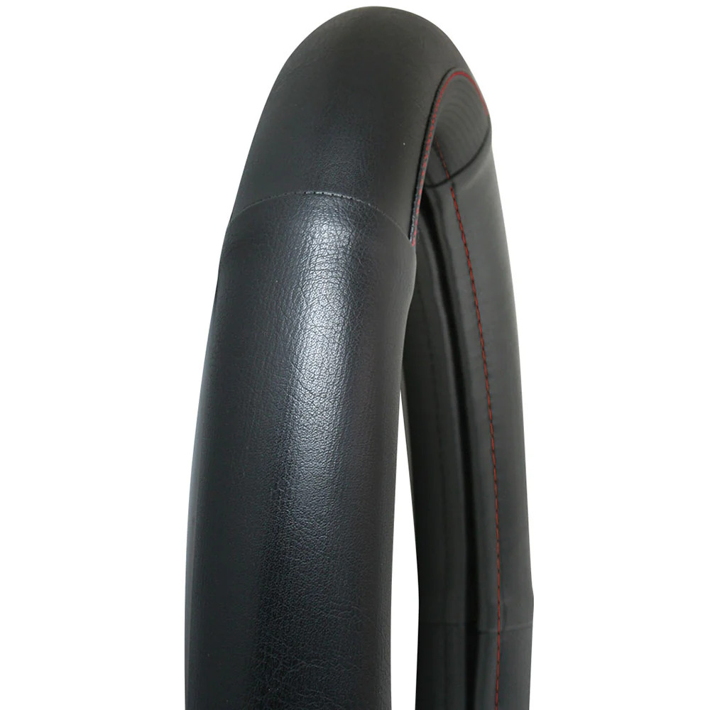 Heavy Duty Black & Red Steering Wheel Cover 18" - Image 2