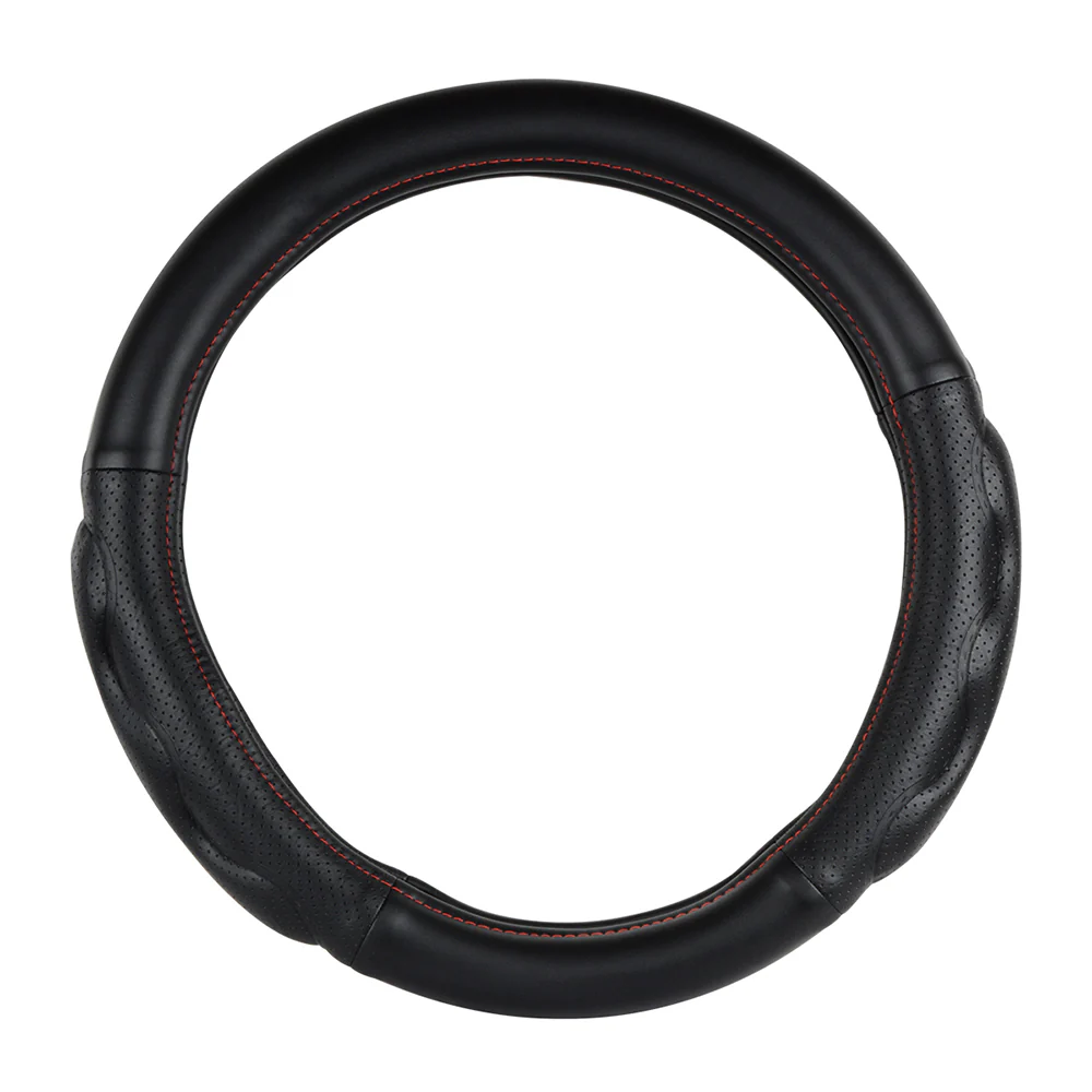 Heavy Duty Black with Red 18" Steering Wheel Cover