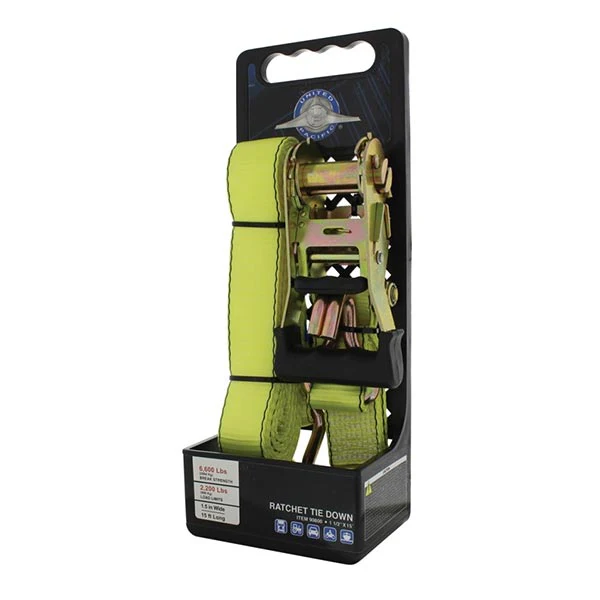 Heavy-Duty Green Ratchet Strap with Double J Hook