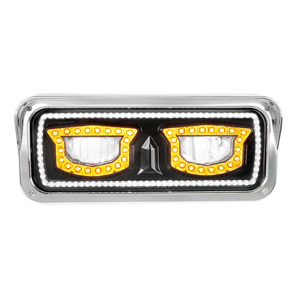 High Power LED Black Inner Housing Headlight w/ Turn Signal, Position Light