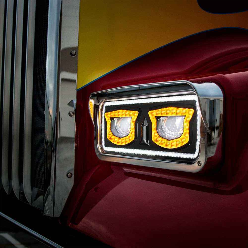 High Power LED Black Inner Housing Headlight w/ Turn Signal, Position Light - Image 2