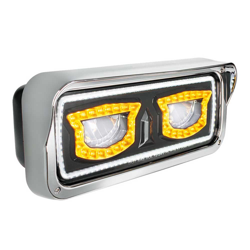 High Power LED Black Inner Housing Headlight w/ Turn Signal, Position Light - Image 4