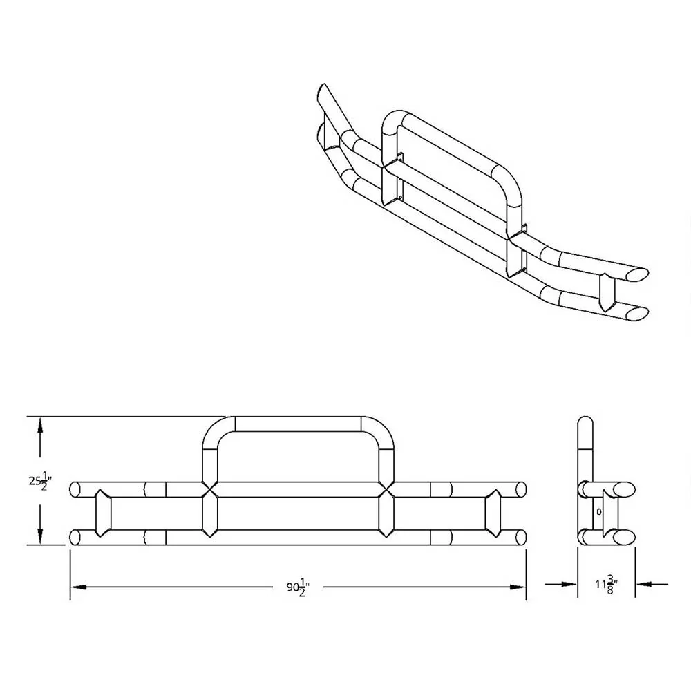 HighwayShield I10 SS Grille Guard, Bracket Kit for 2013-2021 KW T680 - Image 3