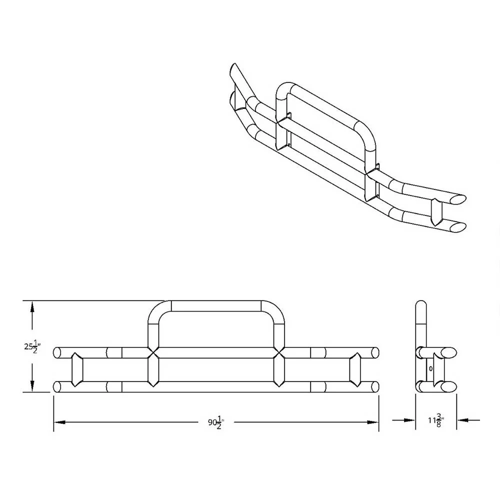 HighwayShield I10 SS Grille Guard, Bracket Kit for 2018+ Volvo VNL - Image 3