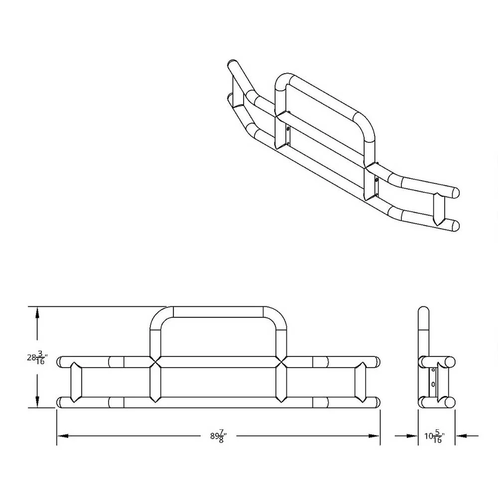 HighwayShield I15 SS Grille Guard, Bracket Kit for 2013-2021 KW T680 - Image 3