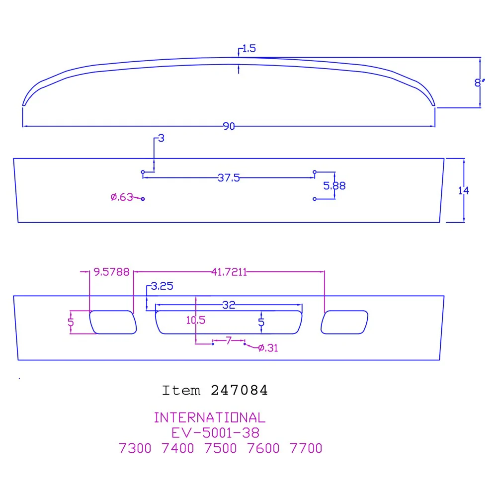 International 14" Factory Style Chrome Bumper - Image 3