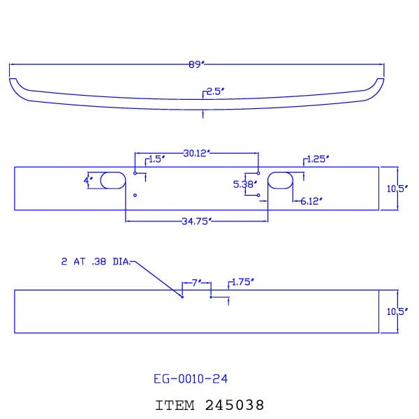 International 1700, 1800, 1900 S 10" Chrome Bumper