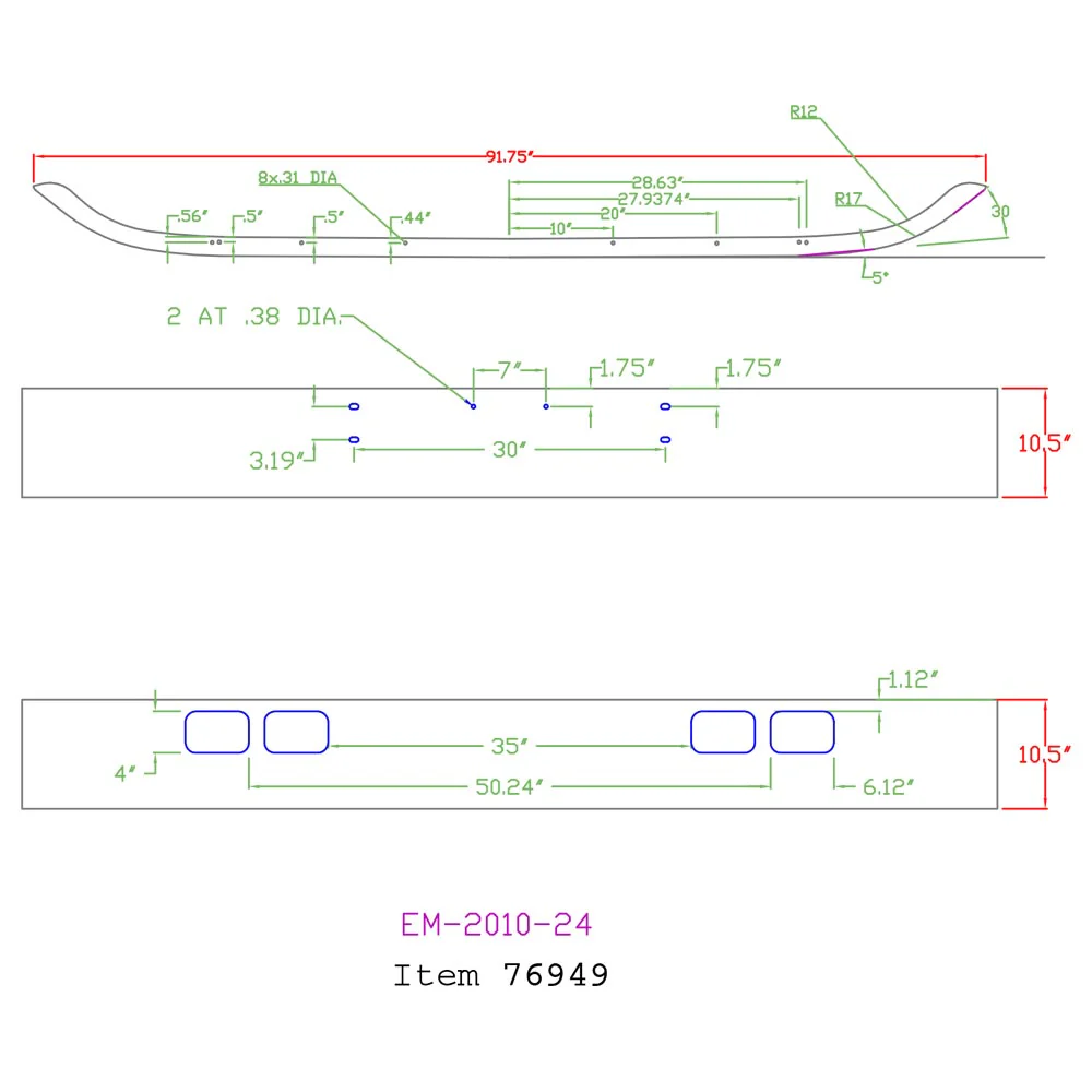 International 4000 series, 7000 series, 8000 series 1990-2004 10" Factory Style Chrome Bumper - Image 2