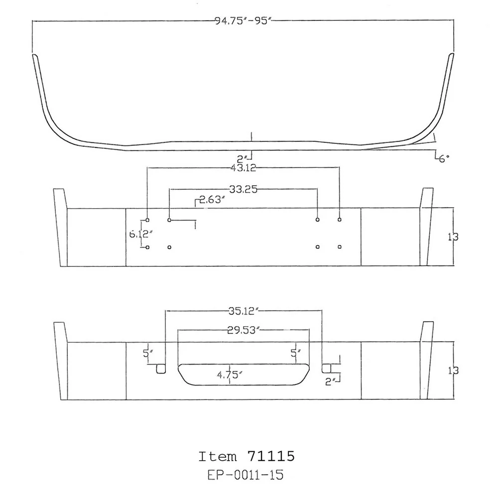 International 9100, 9200, 9400 13" Chrome Bumper - Image 5
