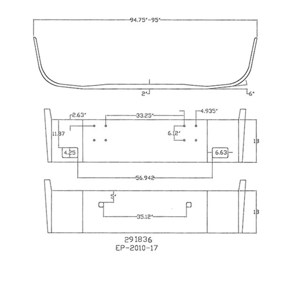 International 9100, 9200, 9400 18" Set Back Chrome Bumper