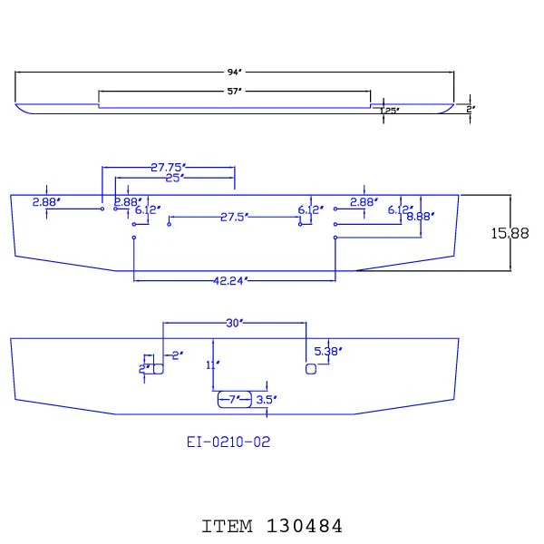 International 9300 16" Tapered Chrome Bumper - Image 3