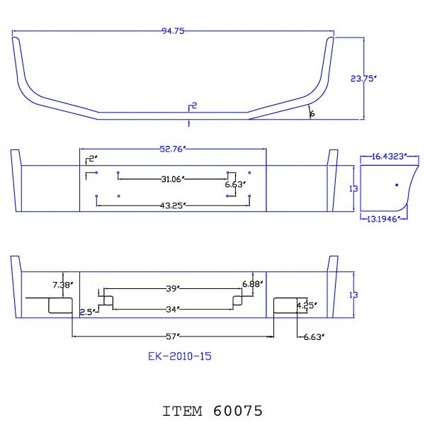 International 9400 1997 & Older 13" Chrome Bumper - Image 3