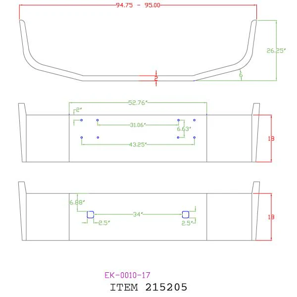 International 9400 1997 & Older 18" Chrome Bumper - Image 3