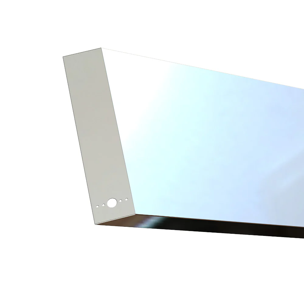 International 9900i/9900ix 20" Stainless Steel Standard Mount Mitered End Bumper with Tow Hook and 2 Watermelon Light Cutouts - Image 2