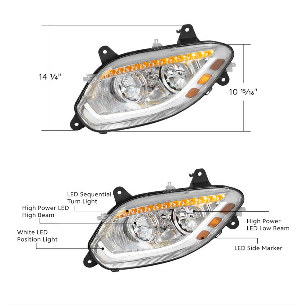 International LT 86 LED Chrome Headlight - Image 2
