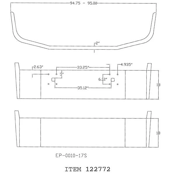 INTL 9100, 9200, 9400 18" Stainless Steel Bumper
