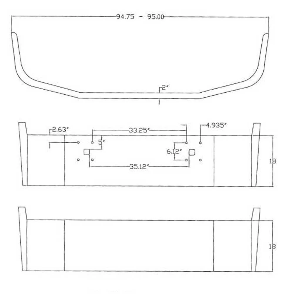 INTL 9100, 9200, 9400 18" Stainless Steel Bumper - Image 2