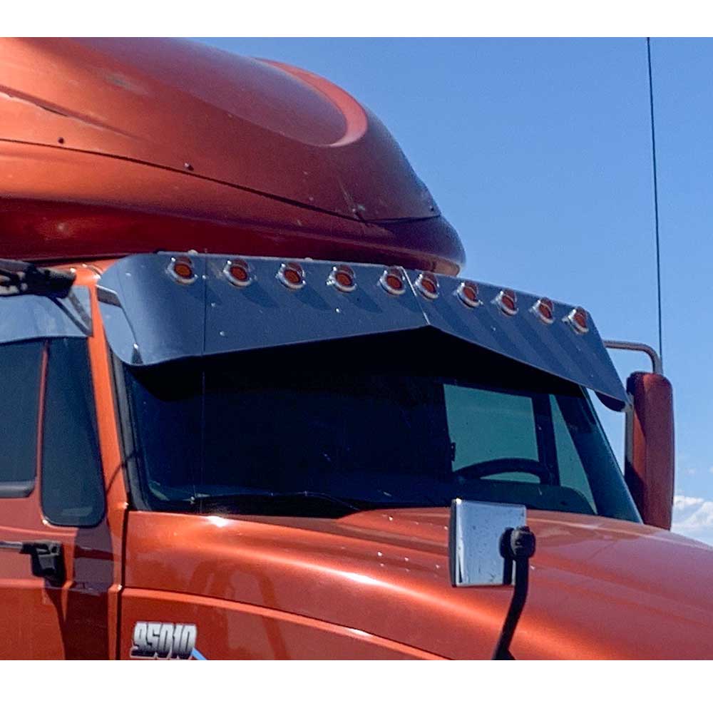 Intl LT, Prostar, Lonestar 2024 & Older 14.5" x 10" Bowtie SS Visor with Ten 2" Cutouts
