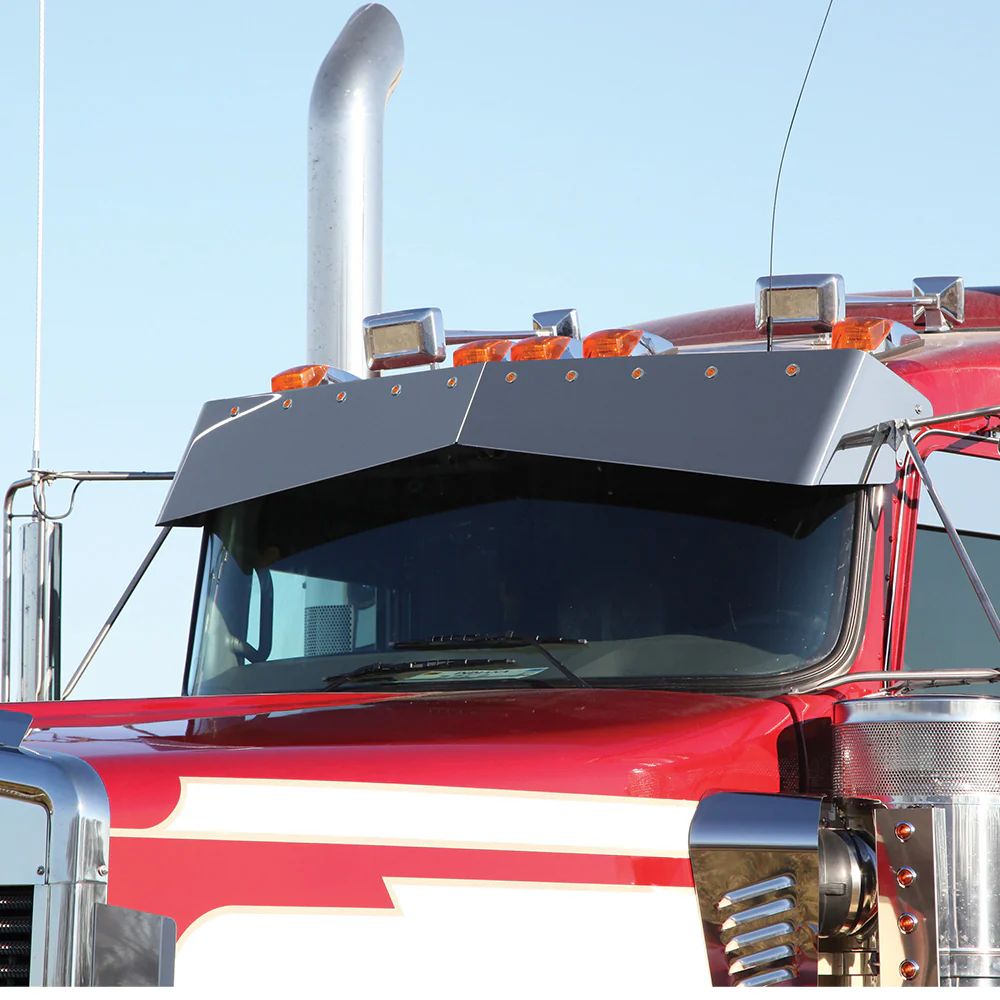 Kenworth 2007+ Curved Windshield 13" to 8" Un-Tie Drop Visor with 10 LED Lights