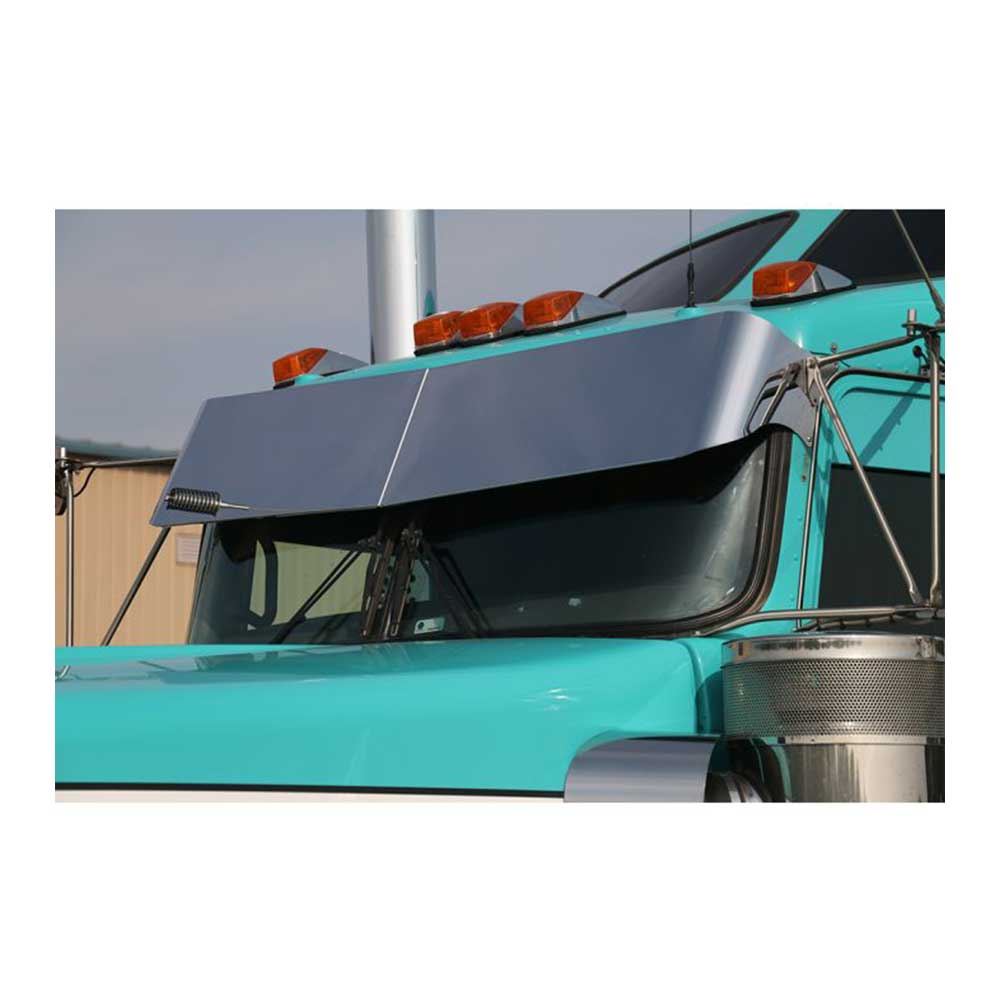 Kenworth Curved Windshield 10" 304 SS Rival Straight Drop Visor - Image 3