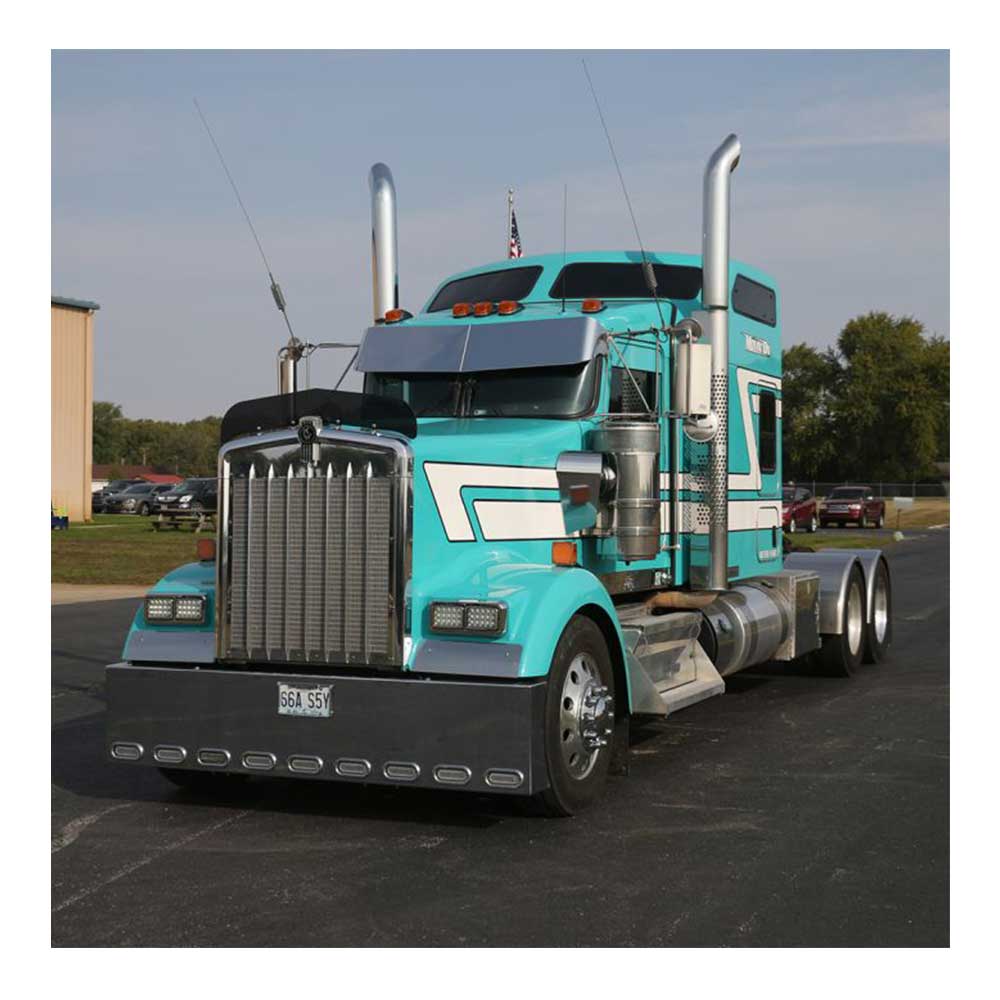 Kenworth Curved Windshield 10" 304 SS Rival Straight Drop Visor - Image 4