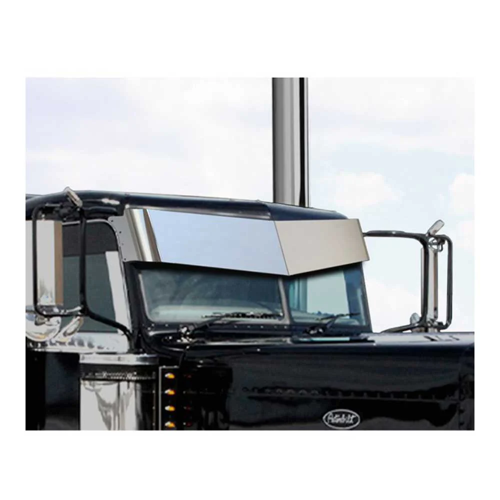 Kenworth Flat Windshield 12" 304 SS Challenger V Drop Visor - Image 3