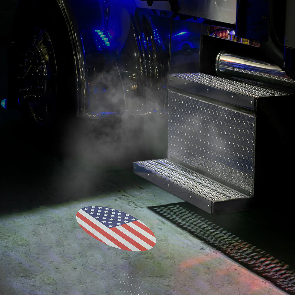Kenworth, Peterbilt Oval USA Flag Projector LED Door Light - Image 11