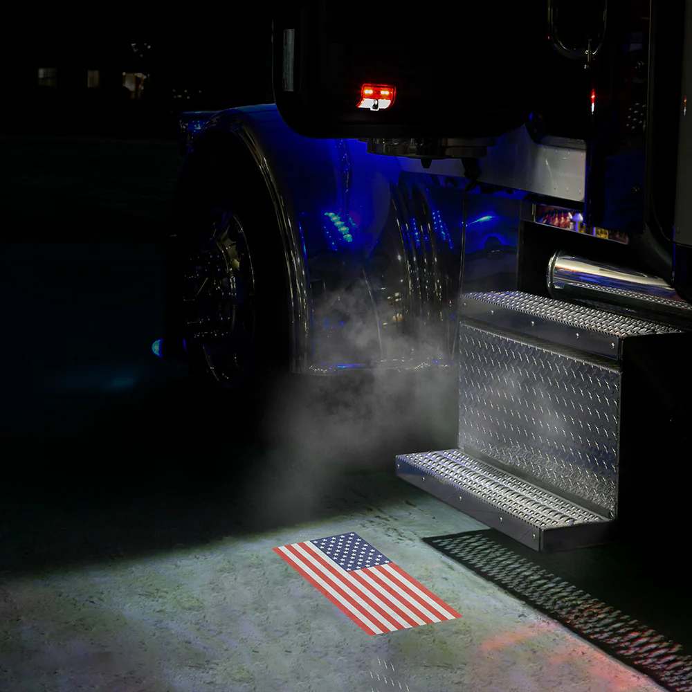 Kenworth, Peterbilt Rectangle USA Flag Projector LED Door Light