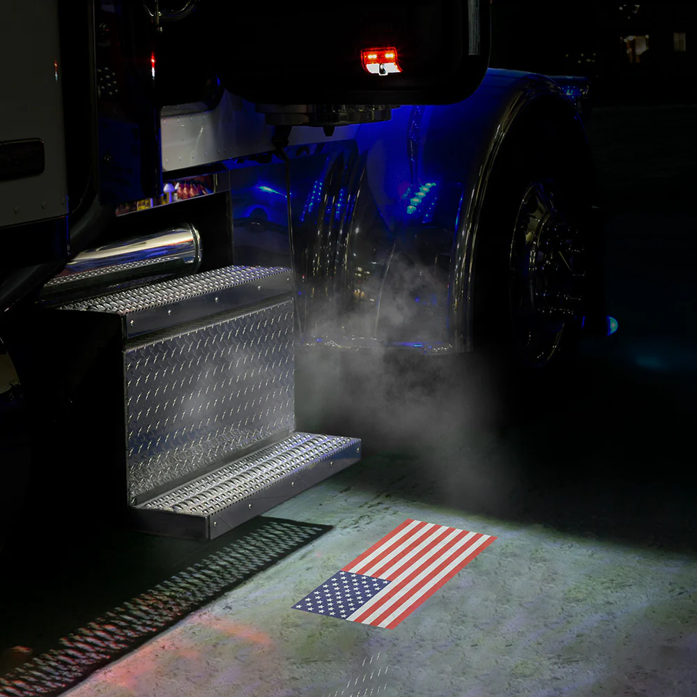 Kenworth, Peterbilt Rectangle USA Flag Projector LED Door Light - Image 8