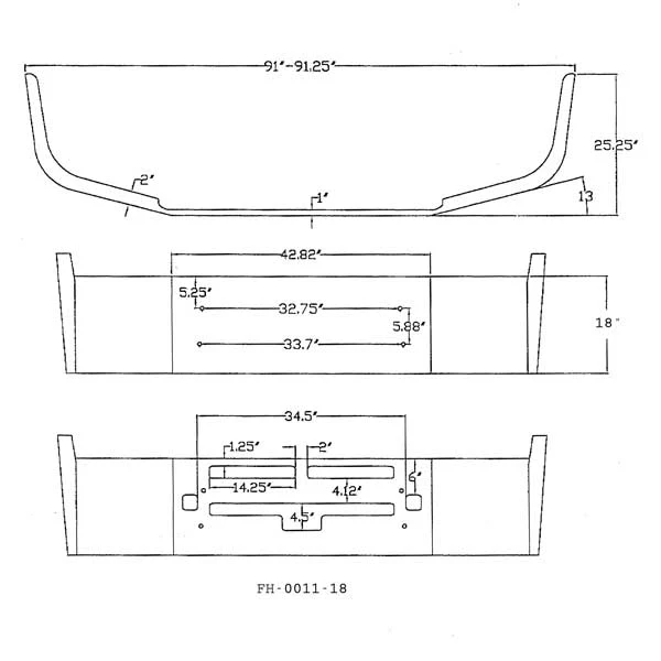 Kenworth T600 18-Inch Set Back Bumper